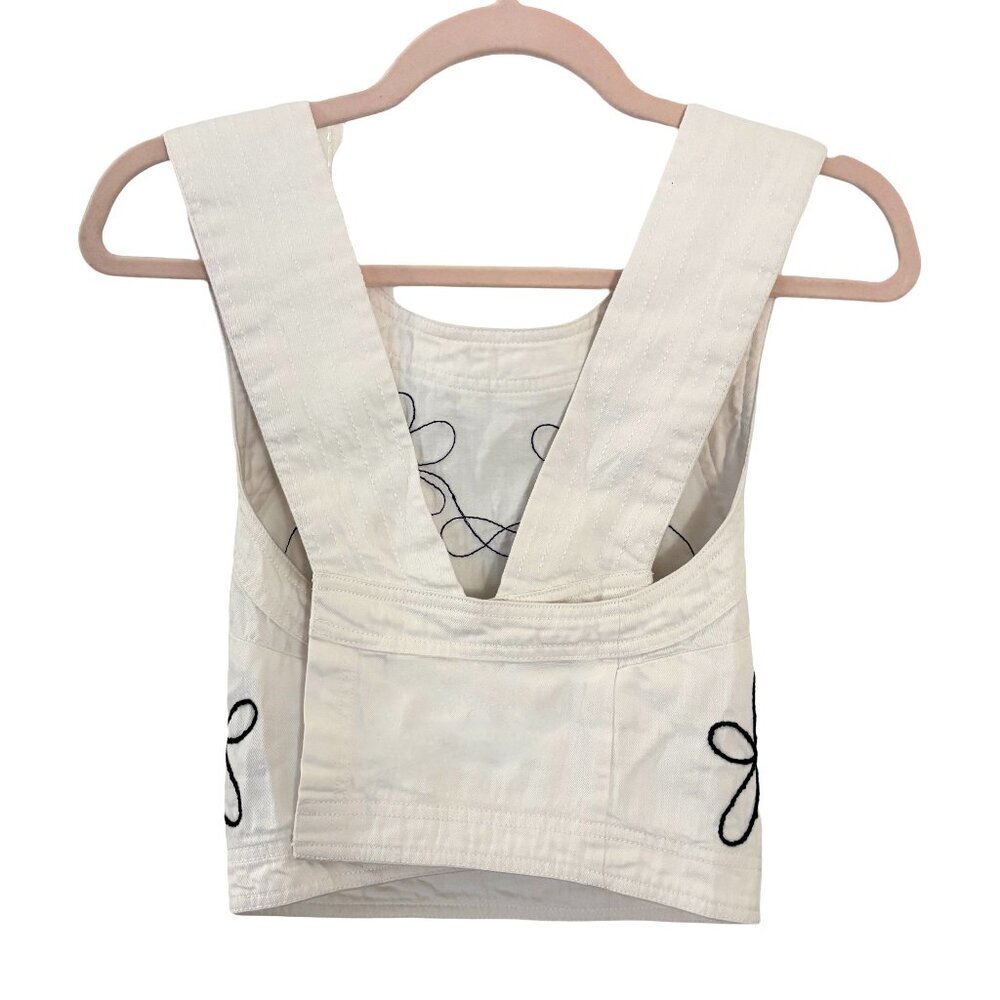 Anthropologie Pilcro Embroidered Cross-Back Cropped Tank, Size XS - Picture 4 of 5